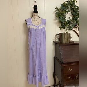 Dream & Co Cotton Nightgown M Lavender Lace Cottagecore Grannychic